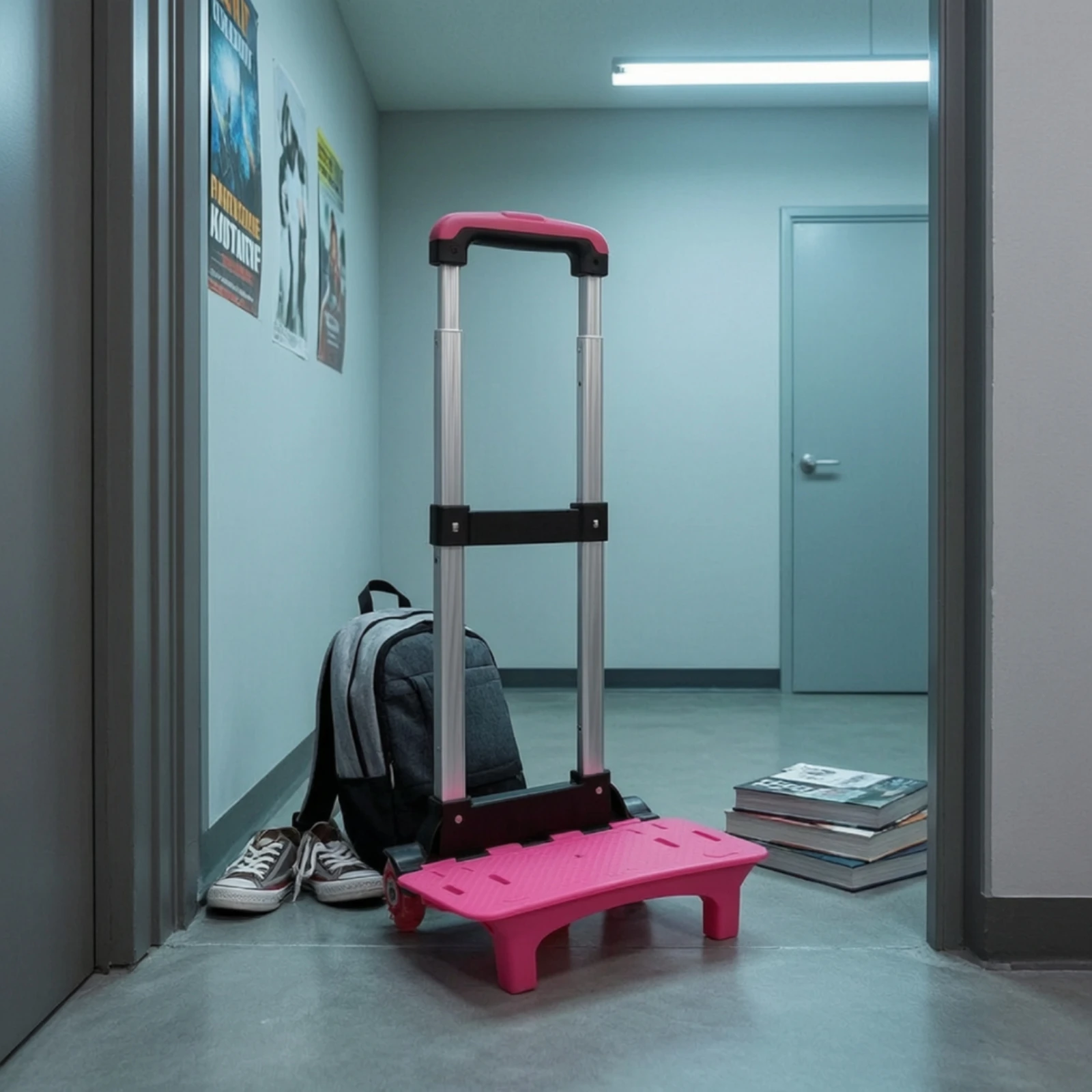 Foldable Trolley Rack Two-Wheel Foldable Luggage Cart Folding Hand Truck Lightweight Dolly Compact for Students, School, Travel