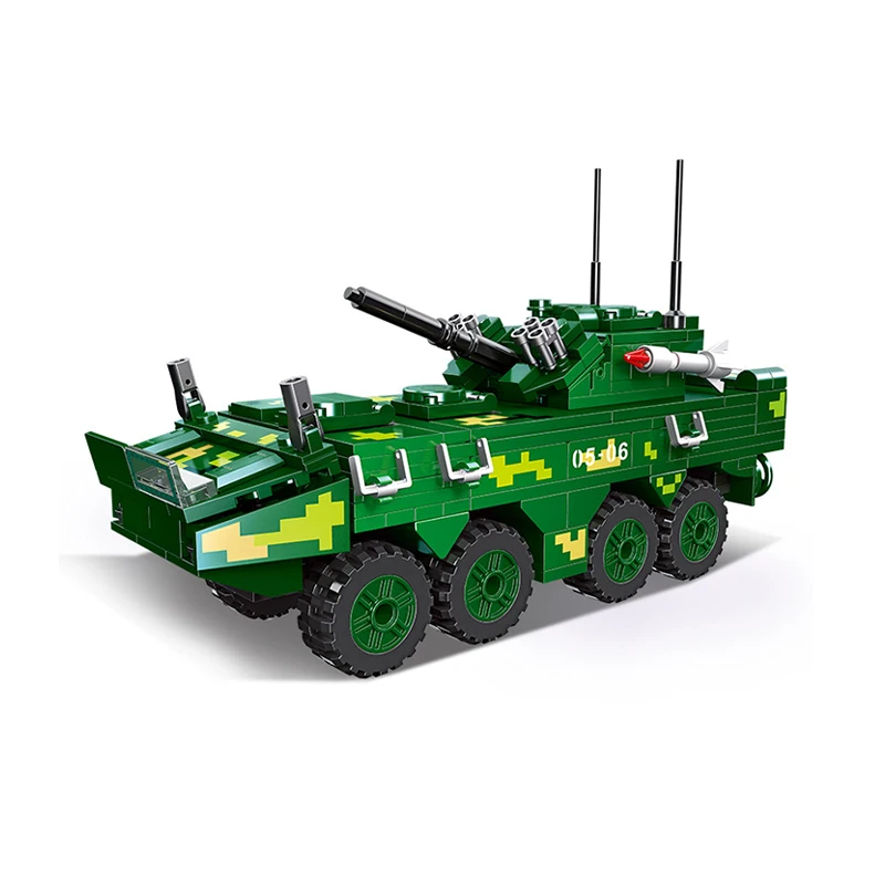 MOC-Fighting Vehicle Building Blocks for Children, DIY Model Bricks, Army Toys, Puzzle Gift, Military Series, Type 09, 320Pcs