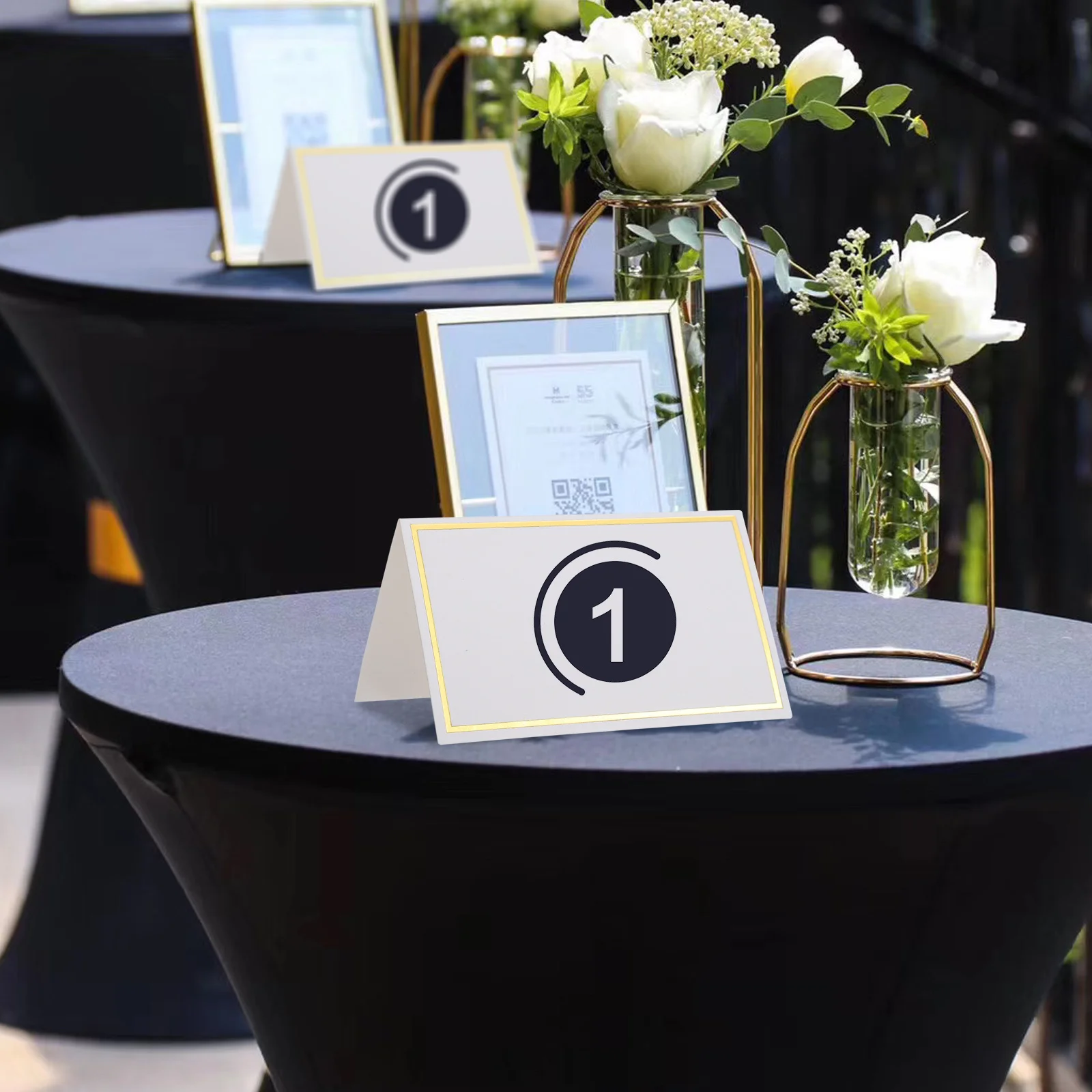 

100Pcs Foldable Table Place Cards Gold Foil Border Blank Wedding Seating Cards Party Decorations Blank Wedding Signs