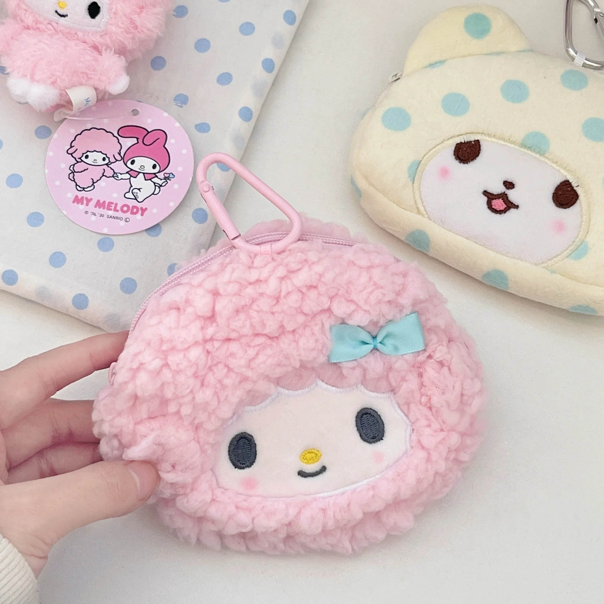 Linda cartera de Piano de dibujos animados Hello Kitty Kuromi Cinnamoroll, cartera de almacenamiento de felpa, bolsa de maquillaje, regalo para niñas