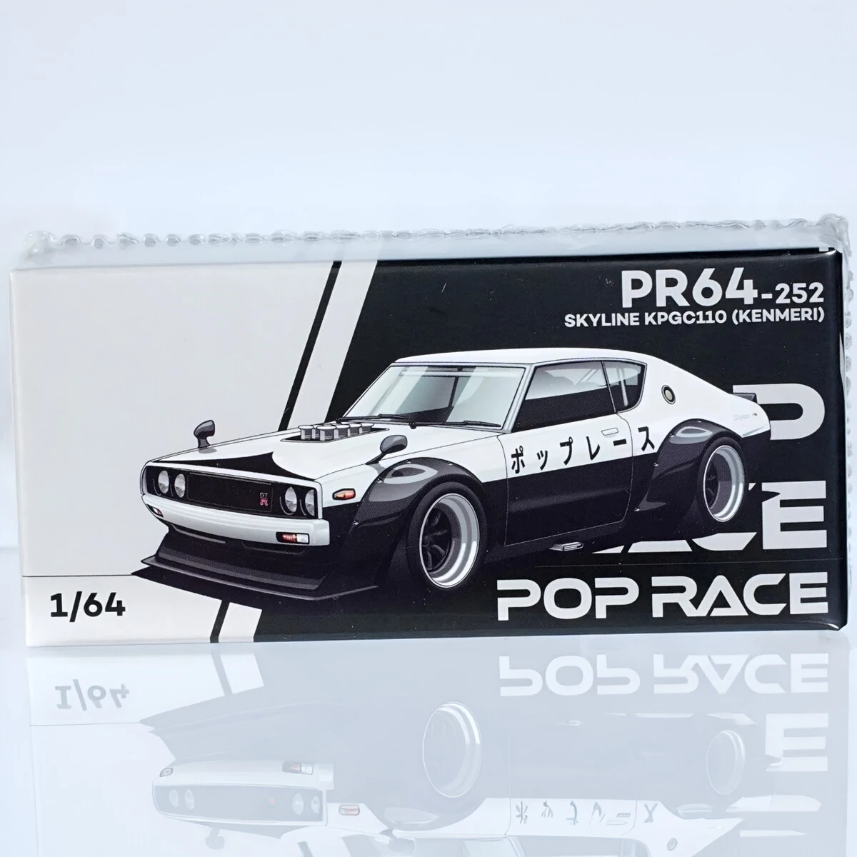 

in Stock POP RACE 1:64 Nissan Skyline KPGC110 (Kenmeri) Custom Black & White Drift Style Diecast Model Car PR640252