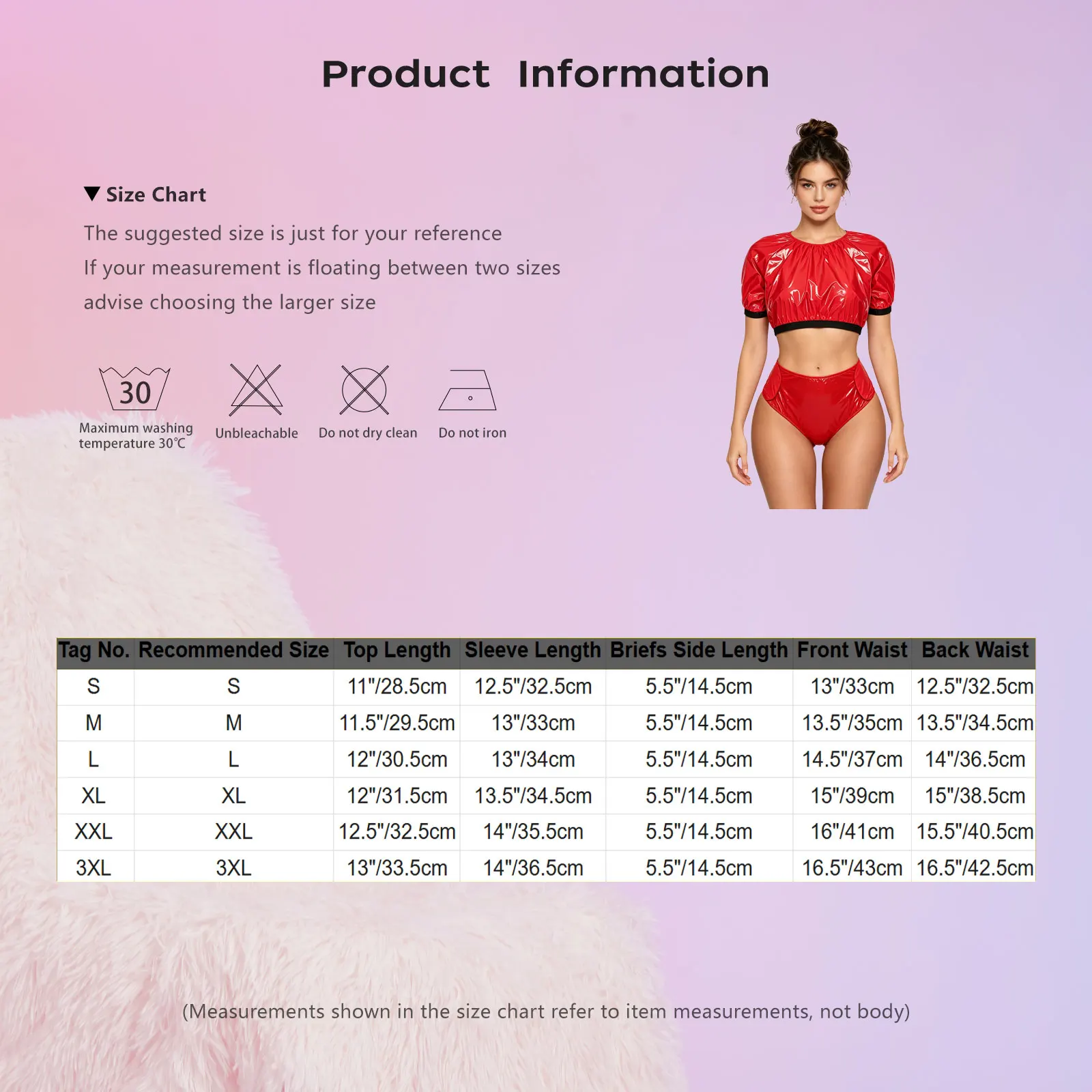 Women's Waterproof Glossy Vinyl 2-piece Swimsuit Short Sleeve Crop Top with Diaper Cover Shorts Adaptive Bathing Suit Clubwear
