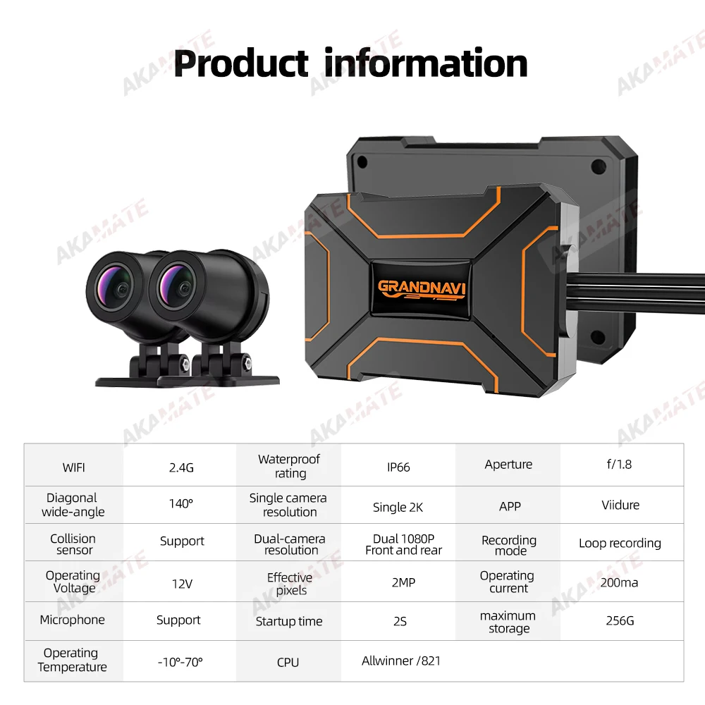 2K Motorrad-DVR Dual 1080P WiFi Vorder- & Rückkamera Wasserdichter Rekorder Motorrad-Dashcam Black Box Dual-Objektiv Wasserdicht – Detail 16