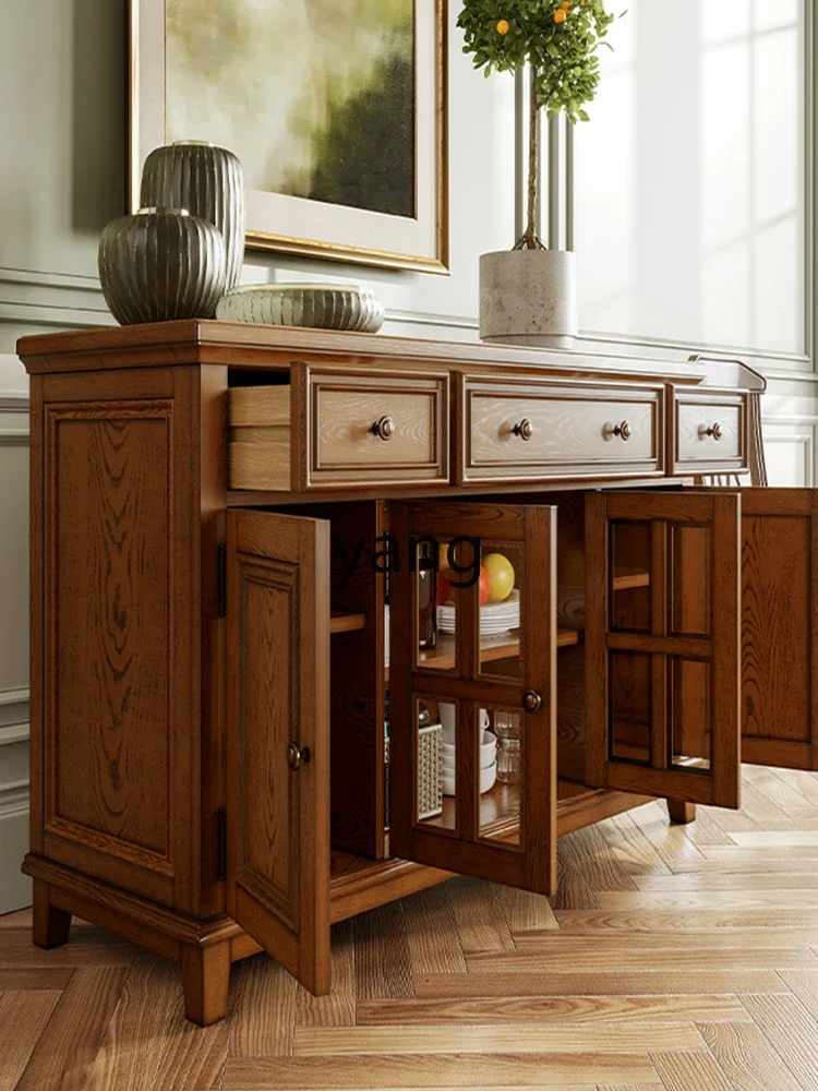 LH solid wood dining side cabinet, wine cabinet integrated, removable against the wall, household storage, tea cupboard