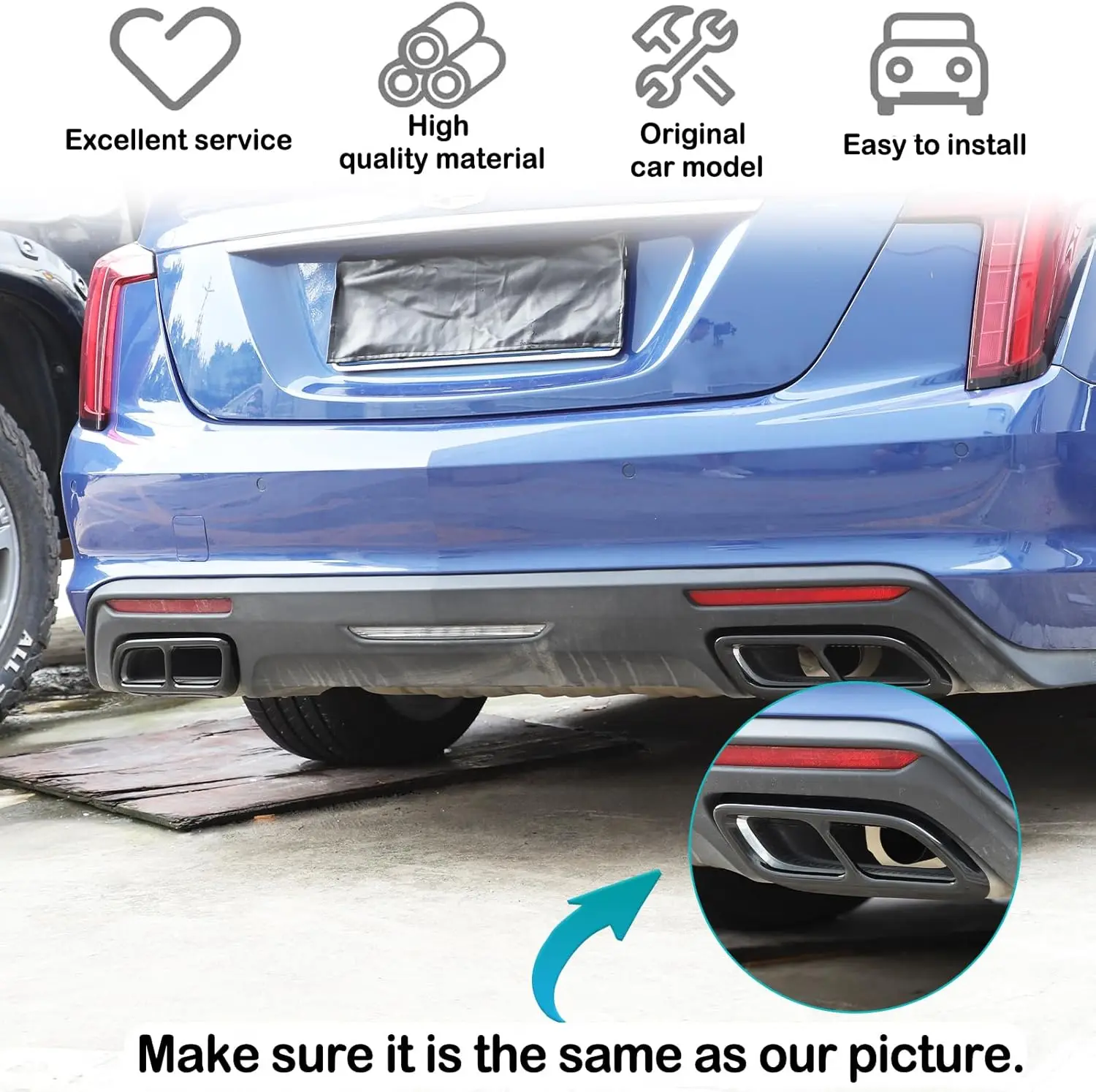

Stainless Car Tail Throat Exhaust Pipe Muffler Cover For Cadillac CT4 CT5 2020-2023 CT6 2023+ Tail Exhaust Trim Car Accessories