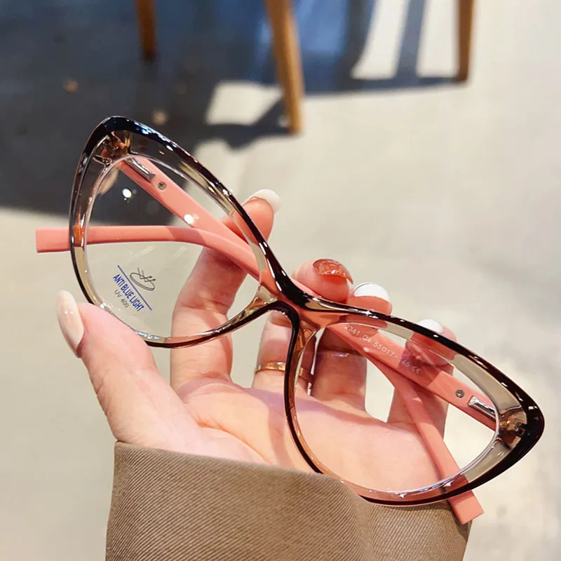 TR90 Eyewear Frame Vintage Anti Blue Light Cat Eye Glasses Women Luxury Brand Designer Ladies Myopia Prescription Optical Frames