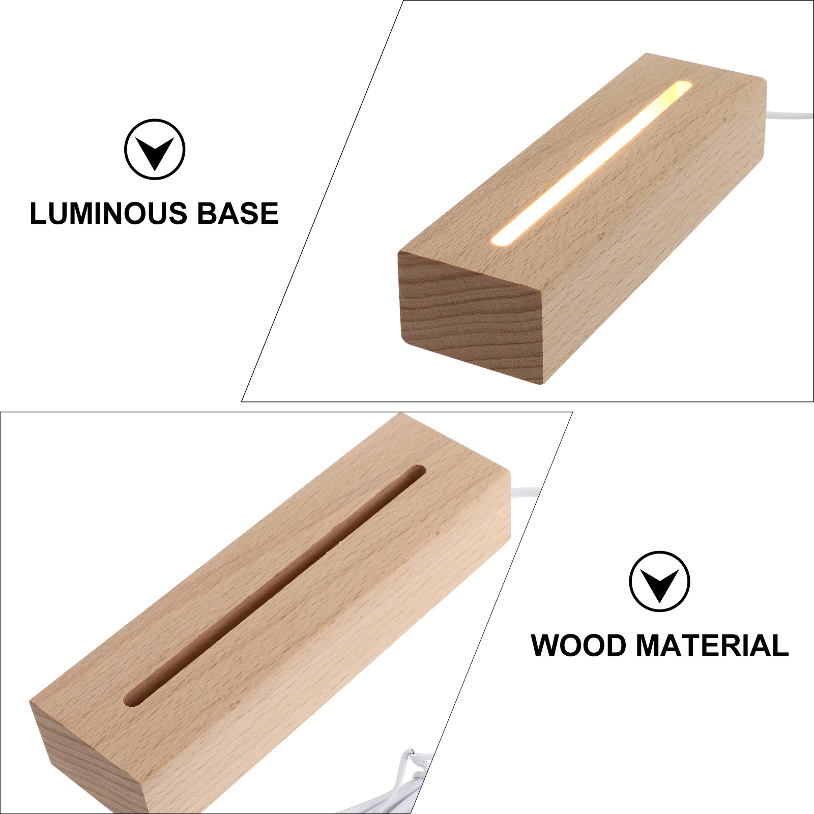 Supporto per pannello acrilico con base luminosa in faggio Display a LED Supporto per illuminazione Brillantezza