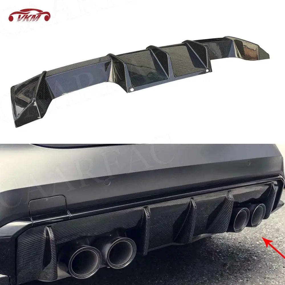 Dry Carbon Fiber Rear Diffuser For BMW 3 4 Series G80 G82 G83 M3 M4 2021 UP Rear Bumper Extension E Style With 2 holes