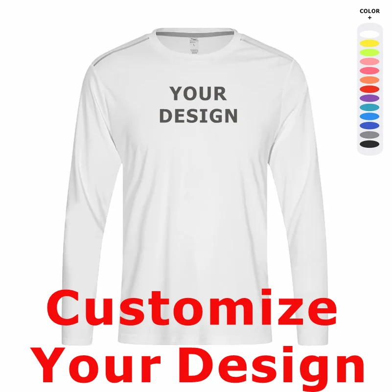 

Men's Running Quick Drying T-shirts Breathable Hiking Fishing Tees Soft Elasticity Outdoor Sports Long Sleeves Shirt Custom Text