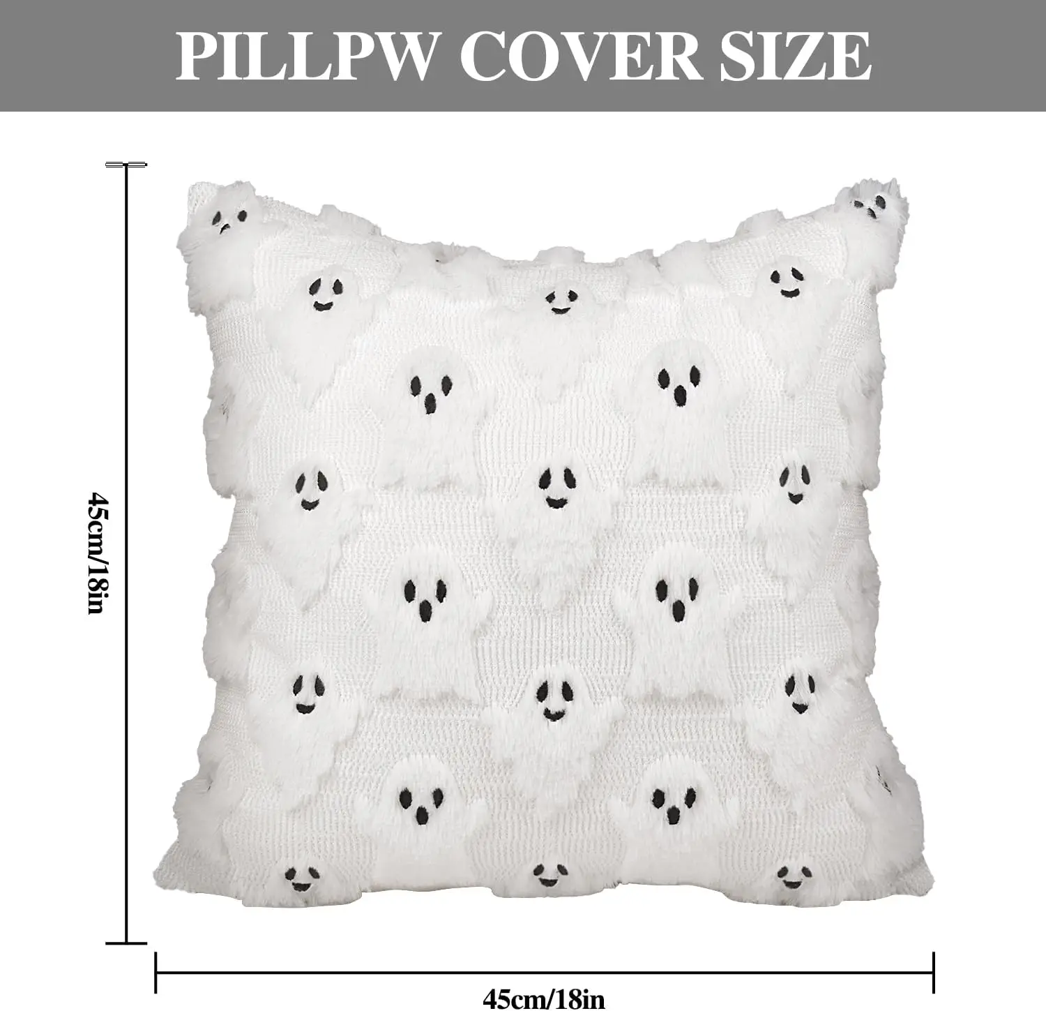 Halloween Pillow Covers 18x18 Set of 2, Pumpkin Ghost Spooky Pillows Decorative Throw Pillows for Sofa Couch Home Decorations