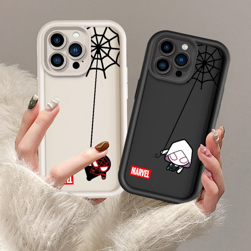 Cartoon SpiderMan Avengers Eye Ladder For Apple iPhone 15 14 13 12 11 XS XR X Pro Max Plus Funda Phone Case