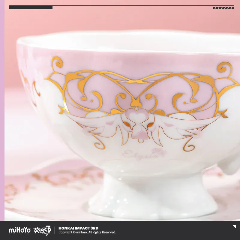 [Genuino] miHoYo Gioco Elysia Tazza da tè Honkai Impact 3 Elysia Tazza da tè pomeridiana Piattino Set Tazza di caffè Anime Prop Cosplay Regali di Natale