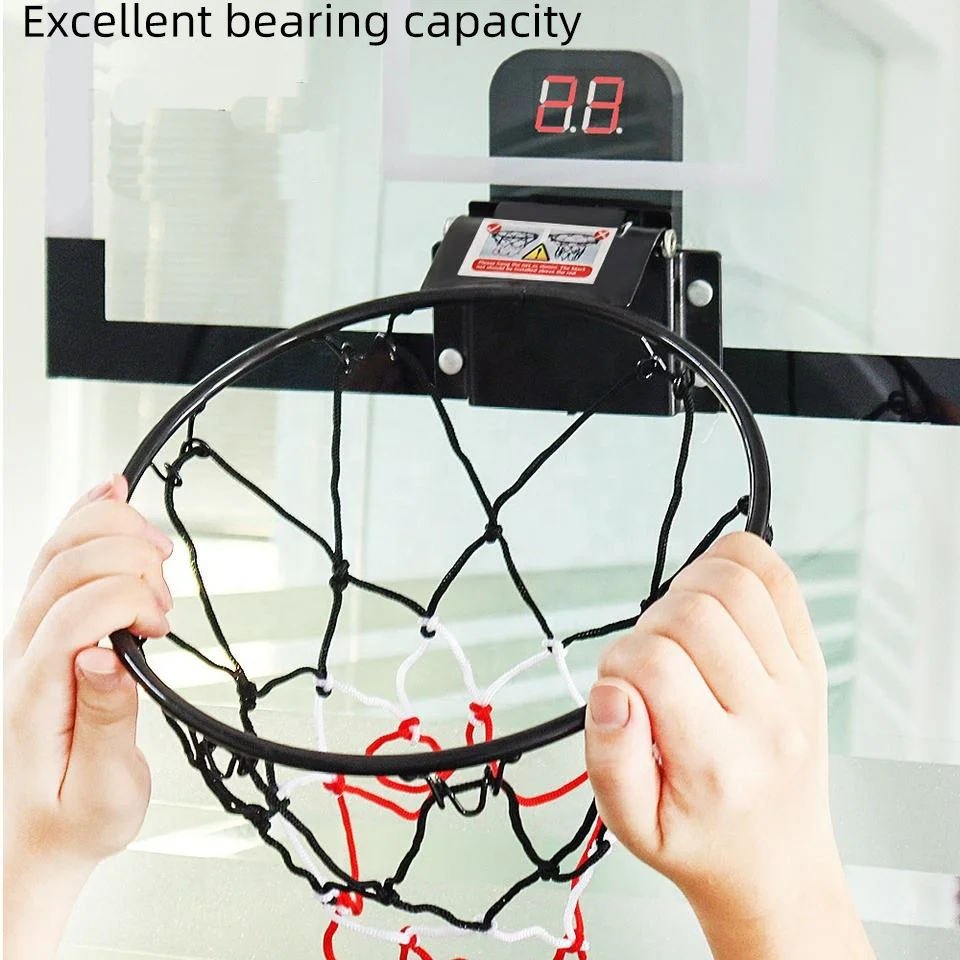 2025年自動LEDスコアリングミニバスケットボールフープ、子供用室内遊び、ボールエアポンプ付きドア掛け、新デザイン、プラスチック製