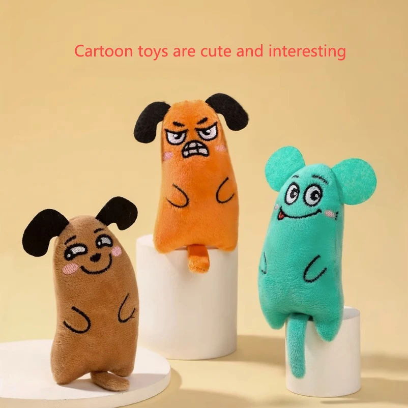 Hot-selling cartoon cat puppy toys bite-resistant puppy plush material teeth grinding cleaning interactive pet toys image 2