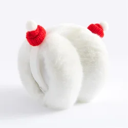 DIY Santa Hat White Earmuff Imitation Exquisite Collapsible Rabbit Hair Ear Warmth for Woman Girl Romantic Party Gift