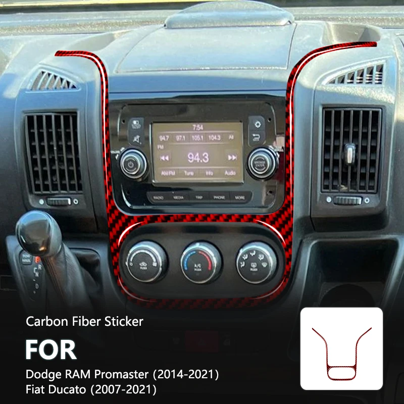 

Central Control Bezel Red Carbon Fiber Interior Stickers For Dodge RAM Promaster 2014-2021 Fiat Ducato 2007-2021