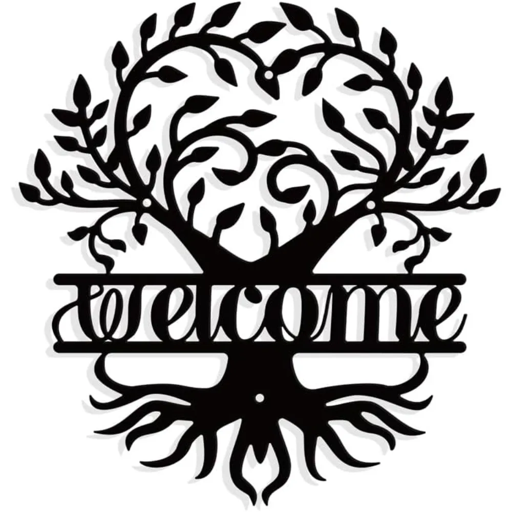 

Heart Shaped Tree of Life Metal Wall Art Decor Matte Style Welcome Wall Hanging Sign Decor Silhouette Wall Art for Home