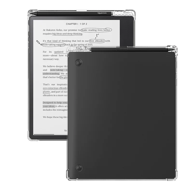 For Kobo Sage Case 8inch With Pen Slot Transparent TPU Soft Tablet Back Cover Protective Shell Shockproof E-book Reader+Gift