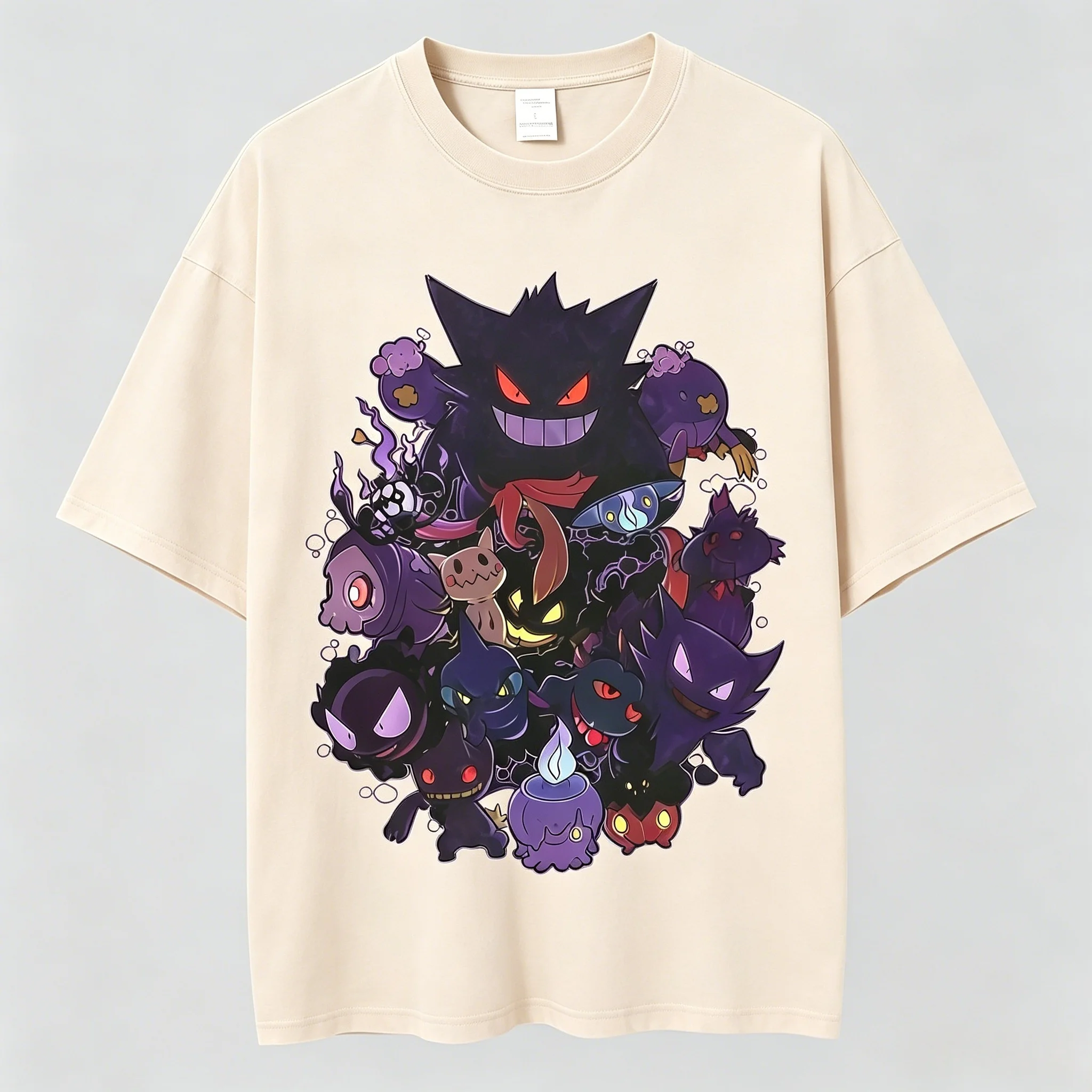

Gengar Ghost Type Pokemon T-Shirt Oversized Unisex Graphic Tee Multi-Color Casual Streetwear Anime Top for Men Women Fans Gift
