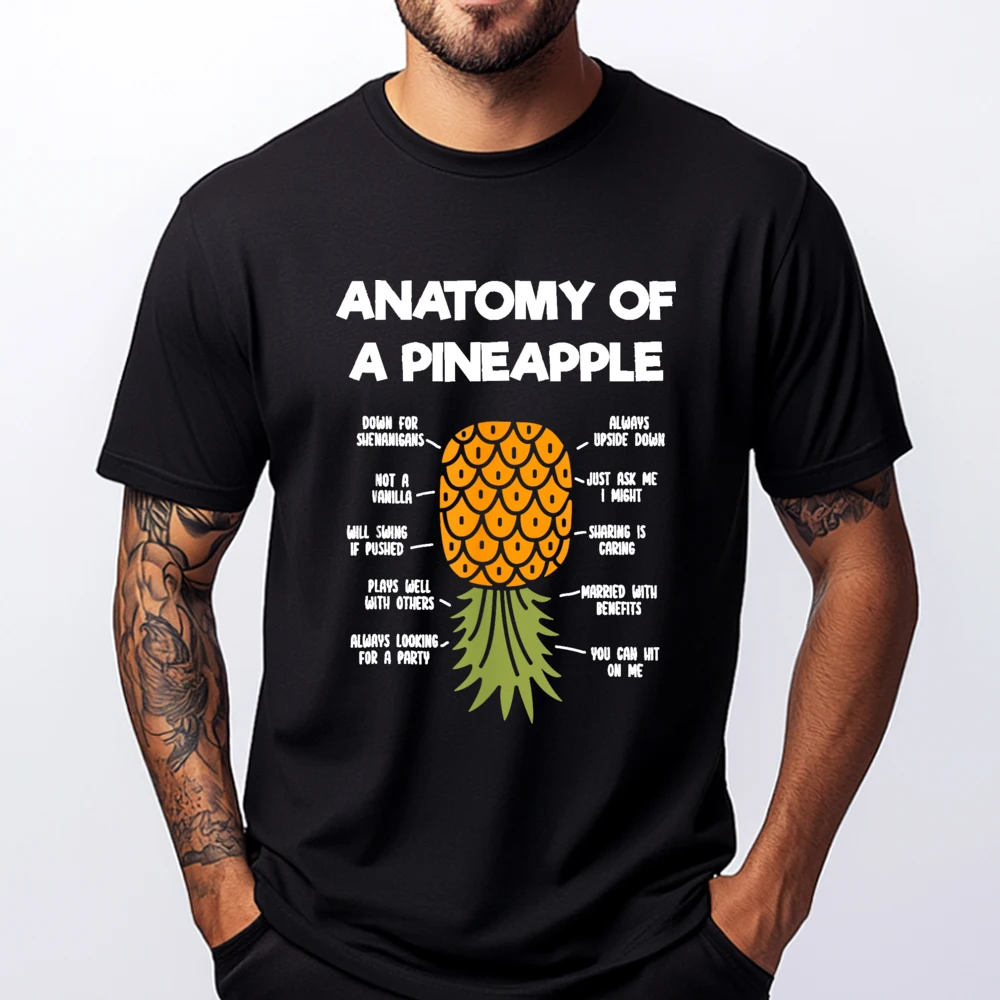 

Anatomy Of A Pineapple Swinger Funny Upside Down Pineapple Funny T Shirts Men Man Cotton Comfort Band Tshirts Tshirt Game