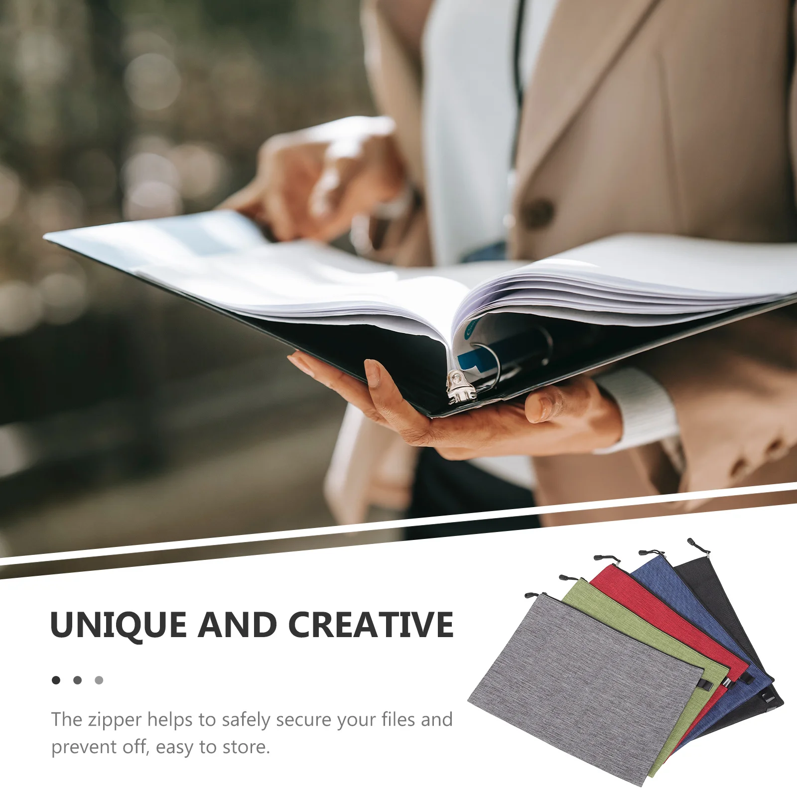 

8Pcs B4 File Organizer Pockets Zipper Holder Waterproof Oxford Cloth Pouch for Documents School Office Stylish Storage