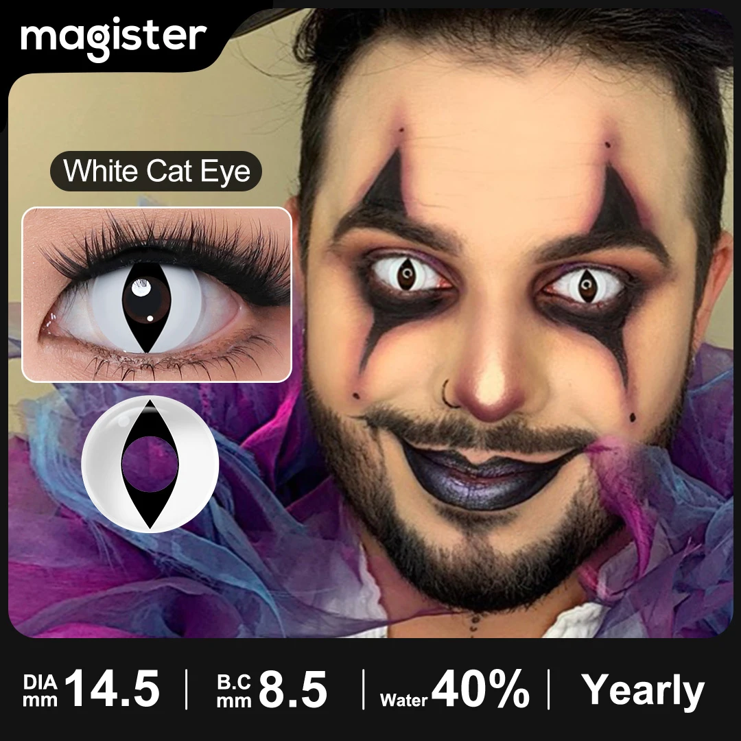 1 Pair Halloween Color Contact Lens Manson Cosplay Contact Lens Yellow Manson Cosplay Lens Red Cat Eyes Costume Contact Lenses