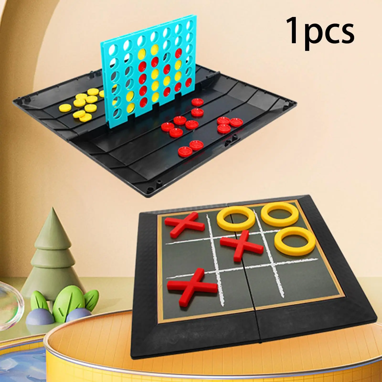 

2 in 1 Borad Game 4 in A Tic Toe Game Portable Foldable Fun Toy Strategy