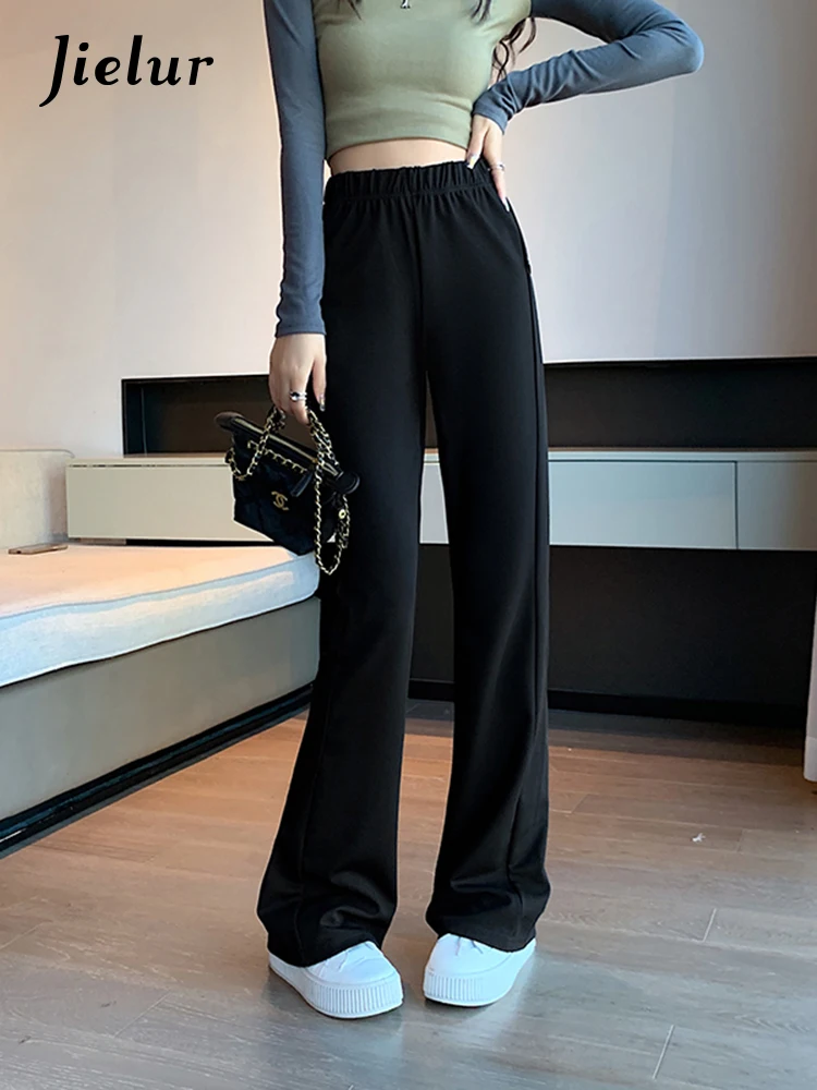 

Jielur Slim Black Trousers for Women New Korean Office Lady High-waisted Flared Trousers Y2K Casual Suit Pants Female XS-XL