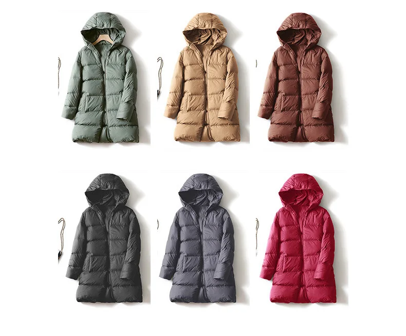 Schinteon Women Ultralight White Duck Down Jacket with Hood 2026 New Autumn Winter Warm Casual Outwear Solid Color Simple Coat