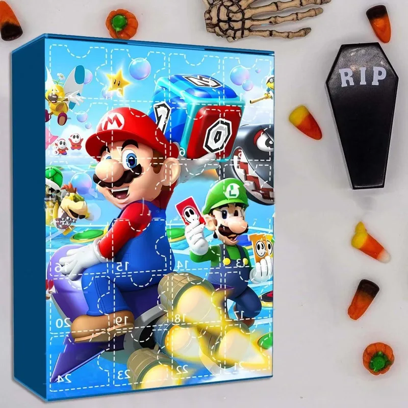 Super Mario Bros 24-dagen kerstvakantie adventskalender anime verrassingsdoos pop cartoon schattig 24-dagen countdown box kerstcadeau
