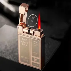 New Gear Roller Touch Electronic Induction Metal Outdoor Windproof Butane Gas Lighter Turbo Torch Jet Red Flame Electric Lighter