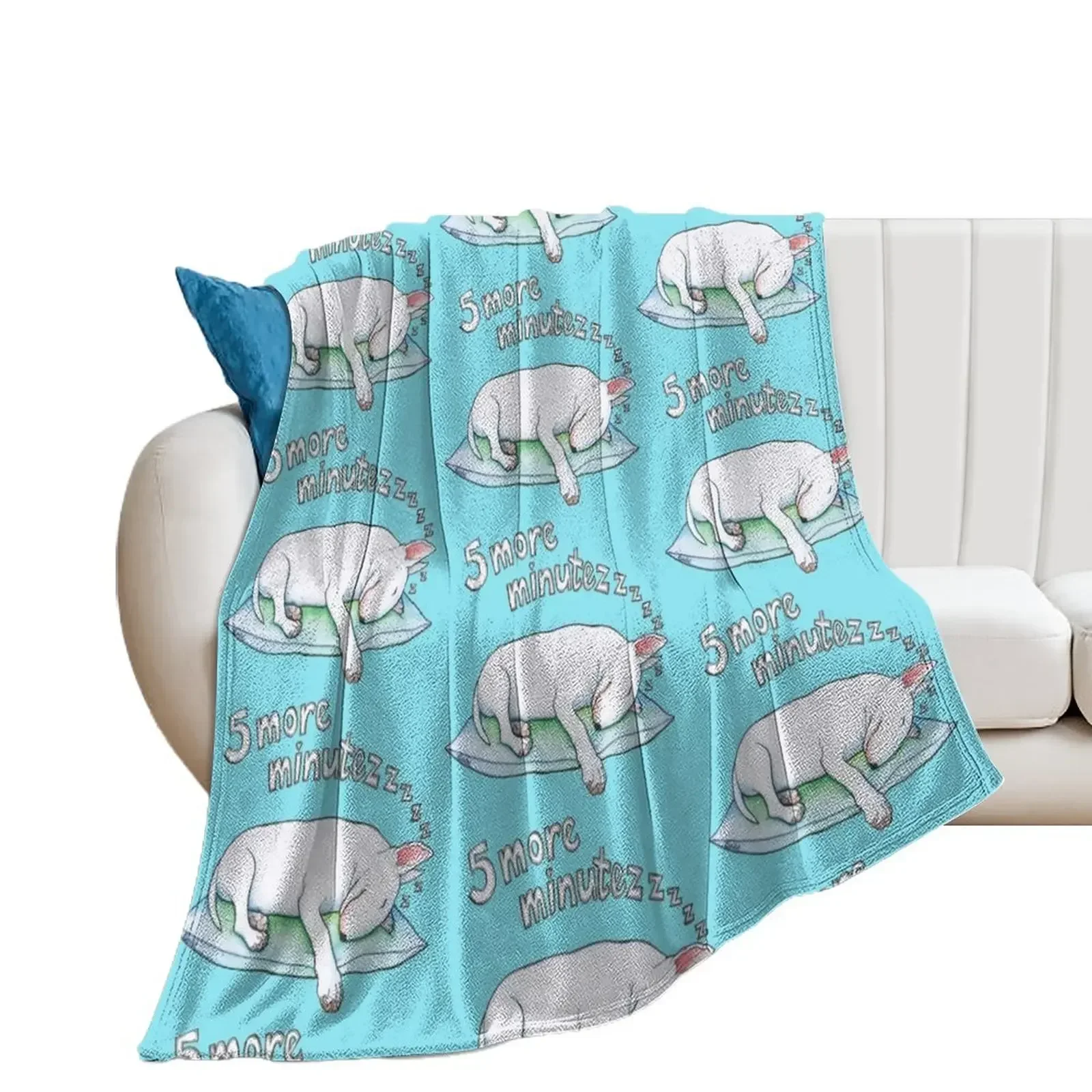 

Bull Terrier sleeping 5 more minutes Throw Blanket Beautifuls bed plaid Blankets