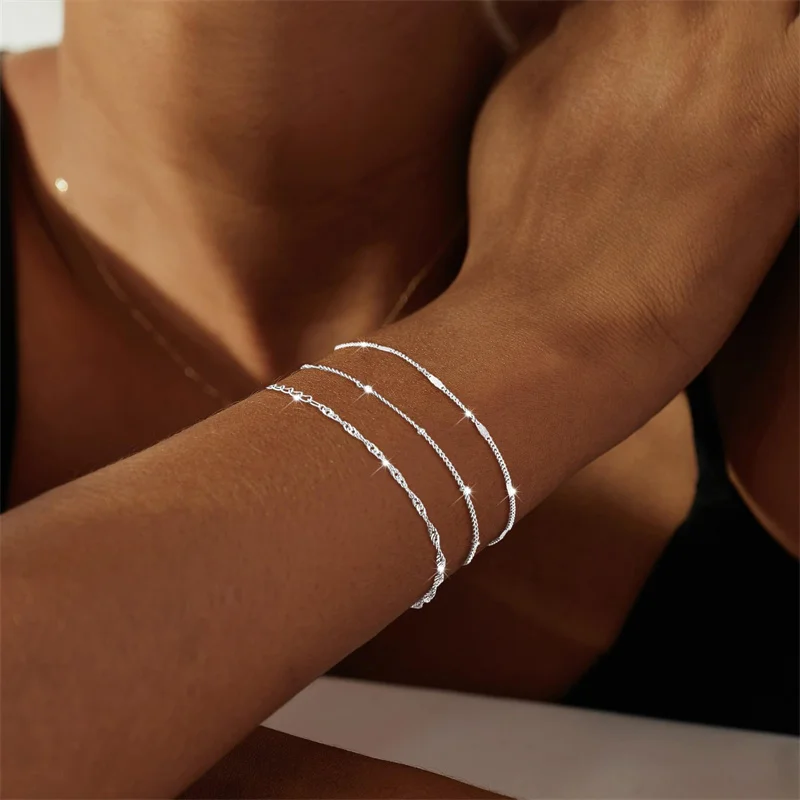 2 Stück geschichtete Schlangenketten-Armbänder für Frauen, zierliche vergoldete Herz-Accessoires, Handkette, Schmuck für Freundin, Geschenk – Detail 5
