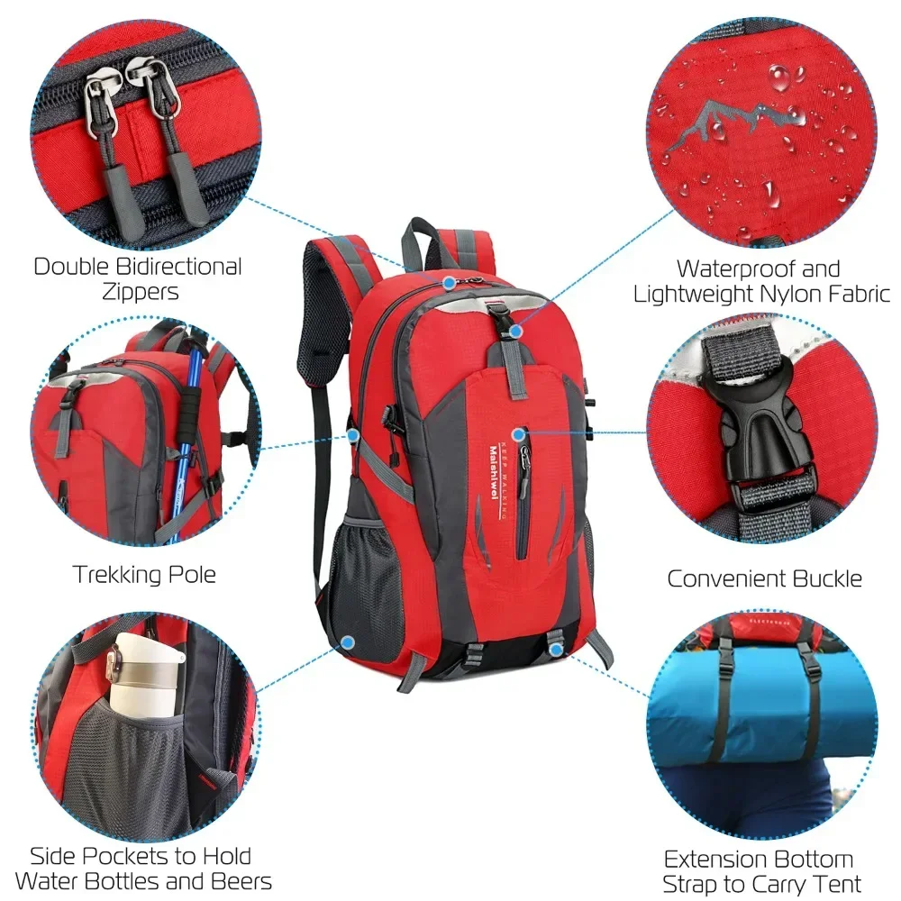 Hiking backpack, 36-liter outdoor waterproof and lightweight packing backpack camping outdoor backpacks Outdoor Bags red