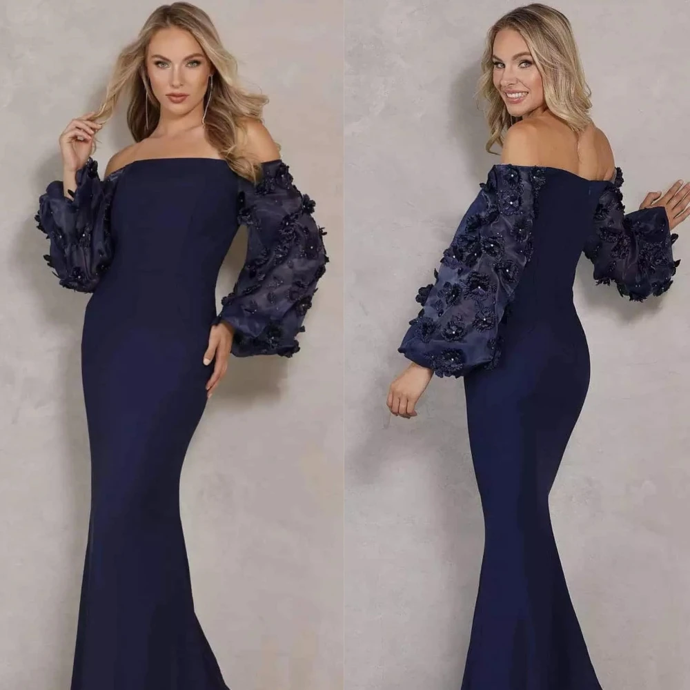 

Customized Jersey Applique Celebrity Mermaid Strapless Bespoke Occasion Gown Long Dresses