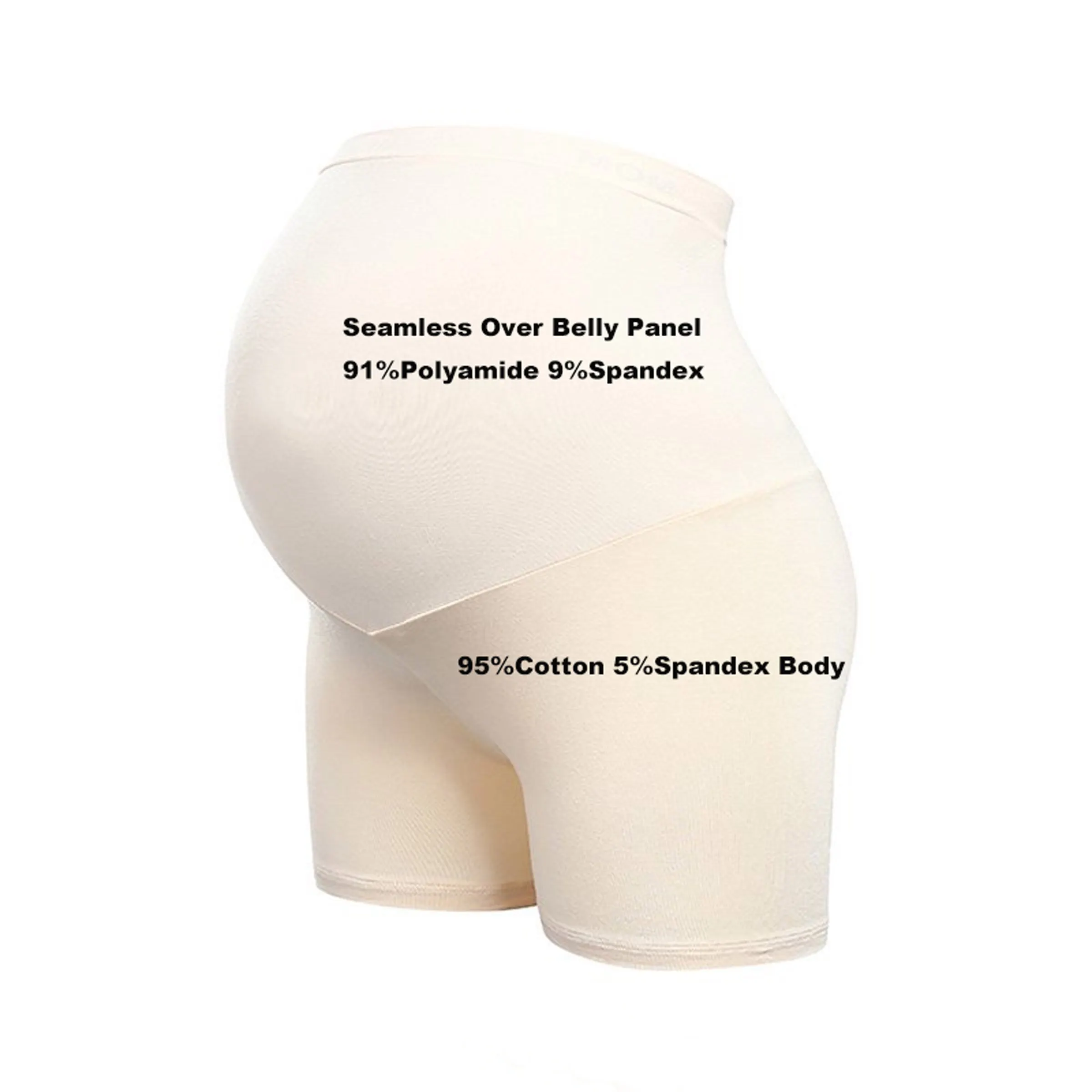 High Waist Maternity Safety Shorts, Cotton Body With Seamless Over Belly Panel, Pregnant Women Under Shorts For Skirts Dresses