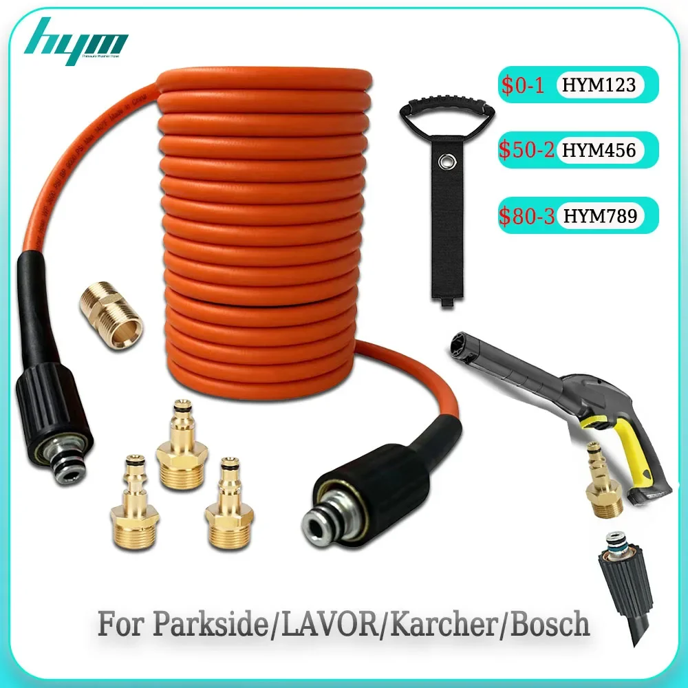 

Pressure Washer Hose Cord Pipe Kink Free Flexible Water Cleaning Hose M22-Pin14/15 Brass Adapte For Karcher Parkside LAVOR Bosch