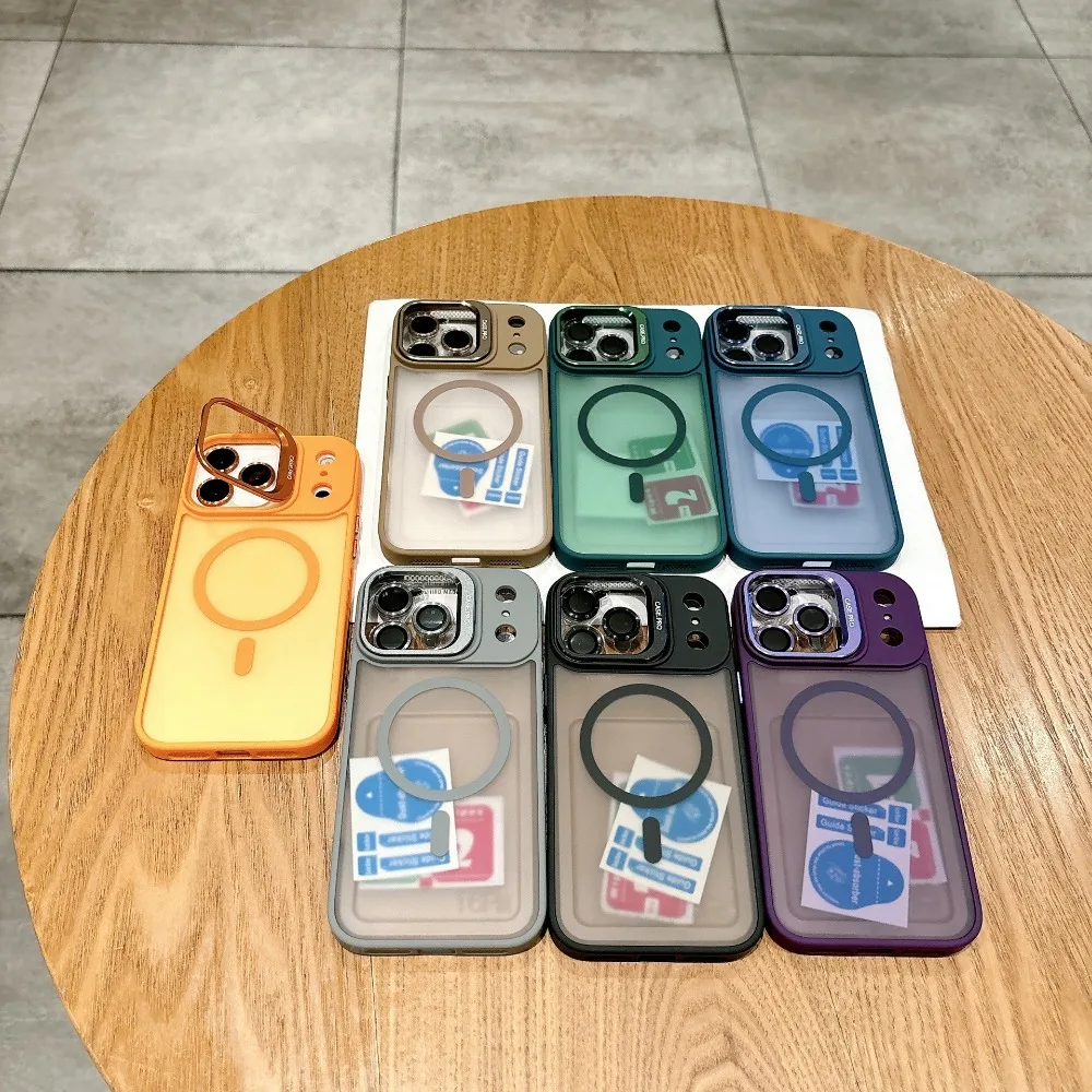 حامل عدسة إبداعي لهاتف iPhone17/16/15/14/13/12/11 PRO MAX حافظة صلبة ذات ملمس جلدي #5