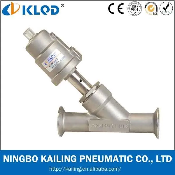 Kailing DN15-DN65 Pneumatic Quick Mount Angle Seat Valve 304/316 Stainless Steel for Neutral Gases Air OEM Customizable