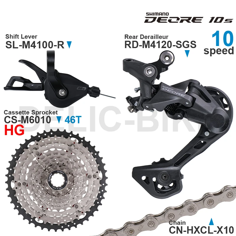 SHIMANO DEORE 10 speed Groupset include SL-M4100 RD-M4120 RD-M5120  SUGEK Cassette 42T 46T and X10 Chain Parts