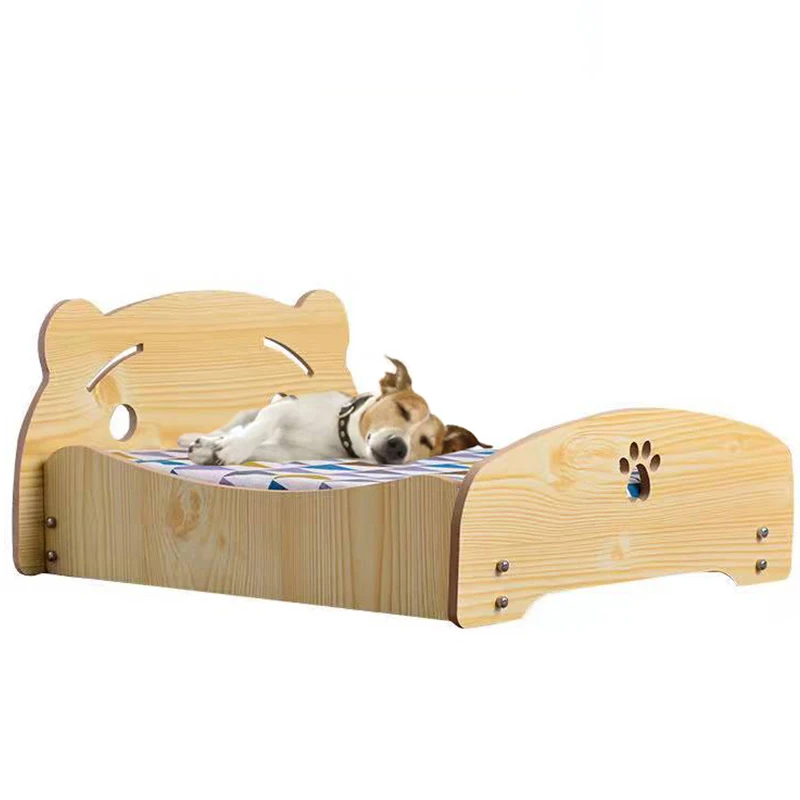 

Import Log Redwood Pet House Wooden Bed with Mat Cat Dog House Teddy Bichon Removable Princess Bed for Small Dogs Puppy Supplies