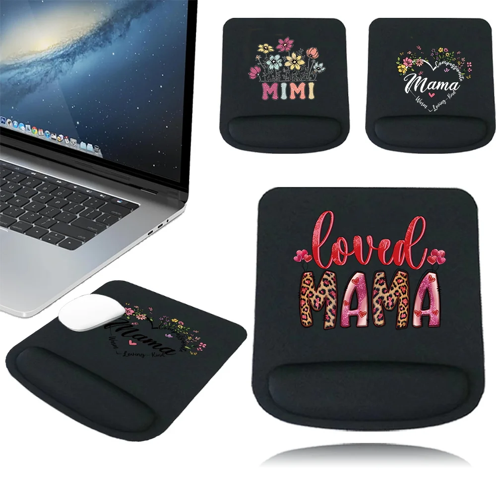 Mice Mat Soft Mousepad Square Mouse Mat Anti-Slip for Gel Wrist Support Wristband Mouse Mat Pad for Mom Pattern