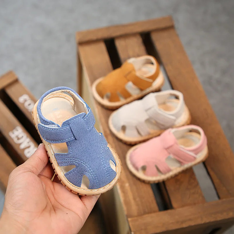 Sandalias de verano para bebés, zapatos para niños pequeños, primeros pasos, fondo suave, sandalias de playa para niños