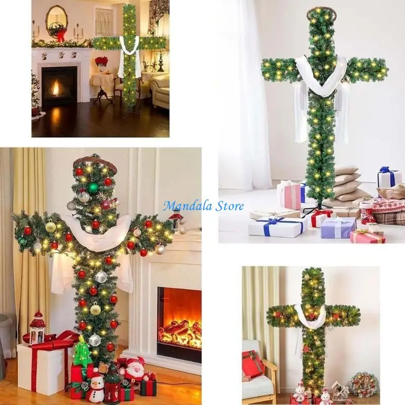 

U2JC (1 Pack) Easter Christmas Tree Religious Holiday Decor with LED Lights, Artificial Tree for Decorations