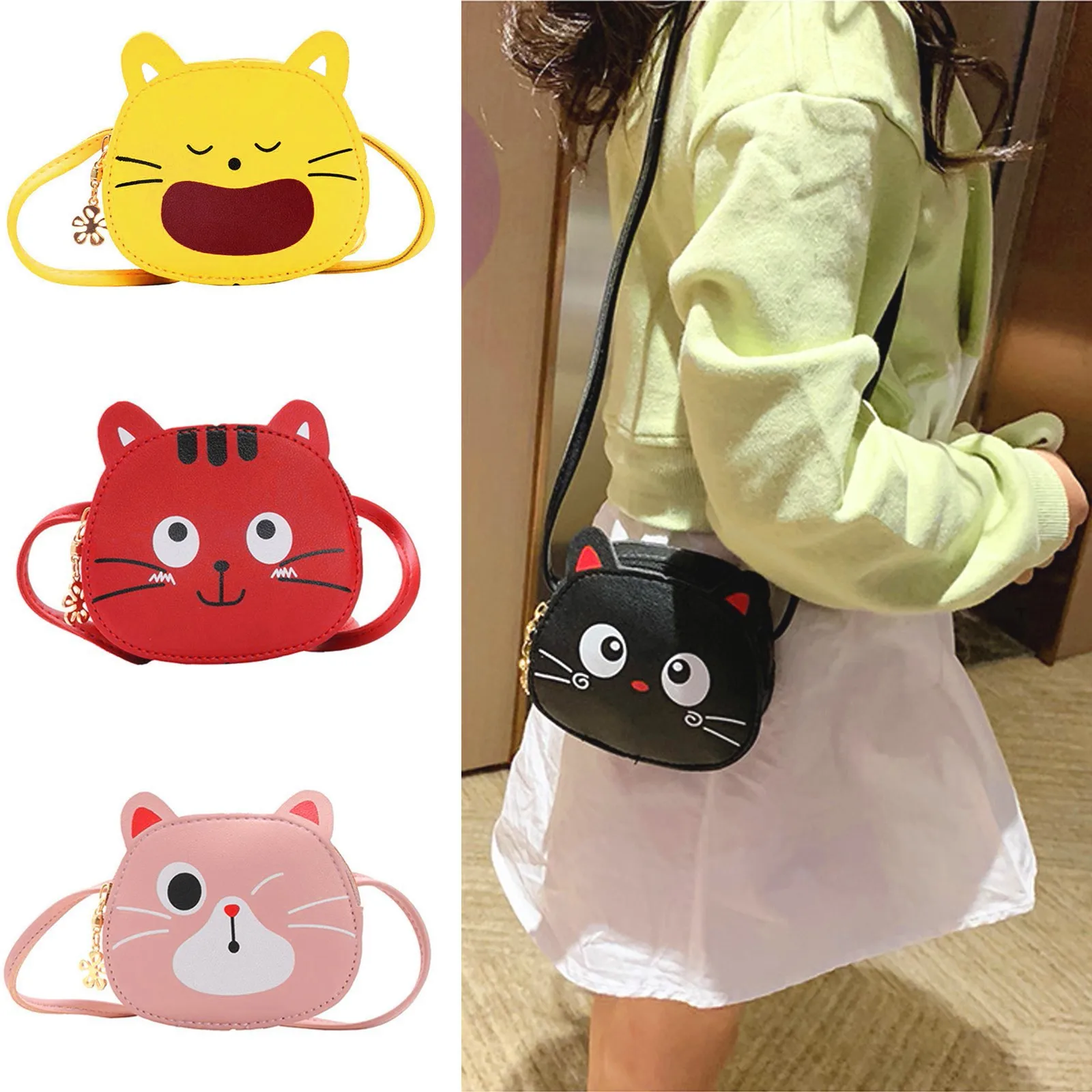 Cartoon Kids Bag Fashion Cute Cat Crossbody Bag Coin Wallet Lovely Hand Bags For Boys And Girls Mini Shoulder Bags