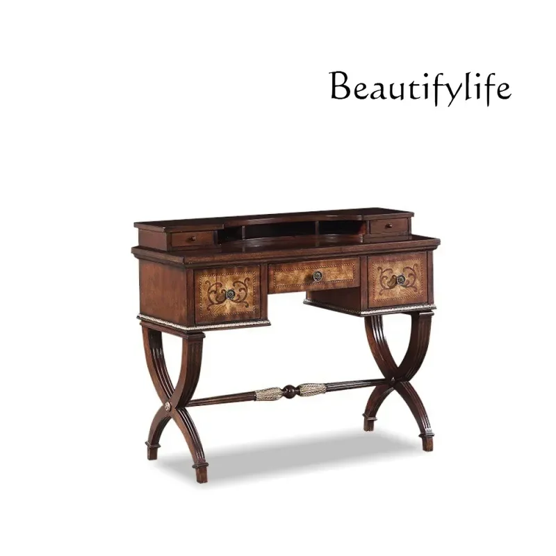 X Nordic High Sense Parquet Solid Wood Carving Flower Dressing Table Dressing Table Makeup Dressing Table