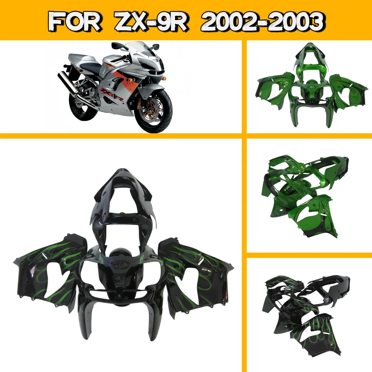 

Prime Fairings for 2002 2003 Kawasaki ZX 9R Plastic Injection Molded Motorcycle Fairing Kit 02 03 ZX9R