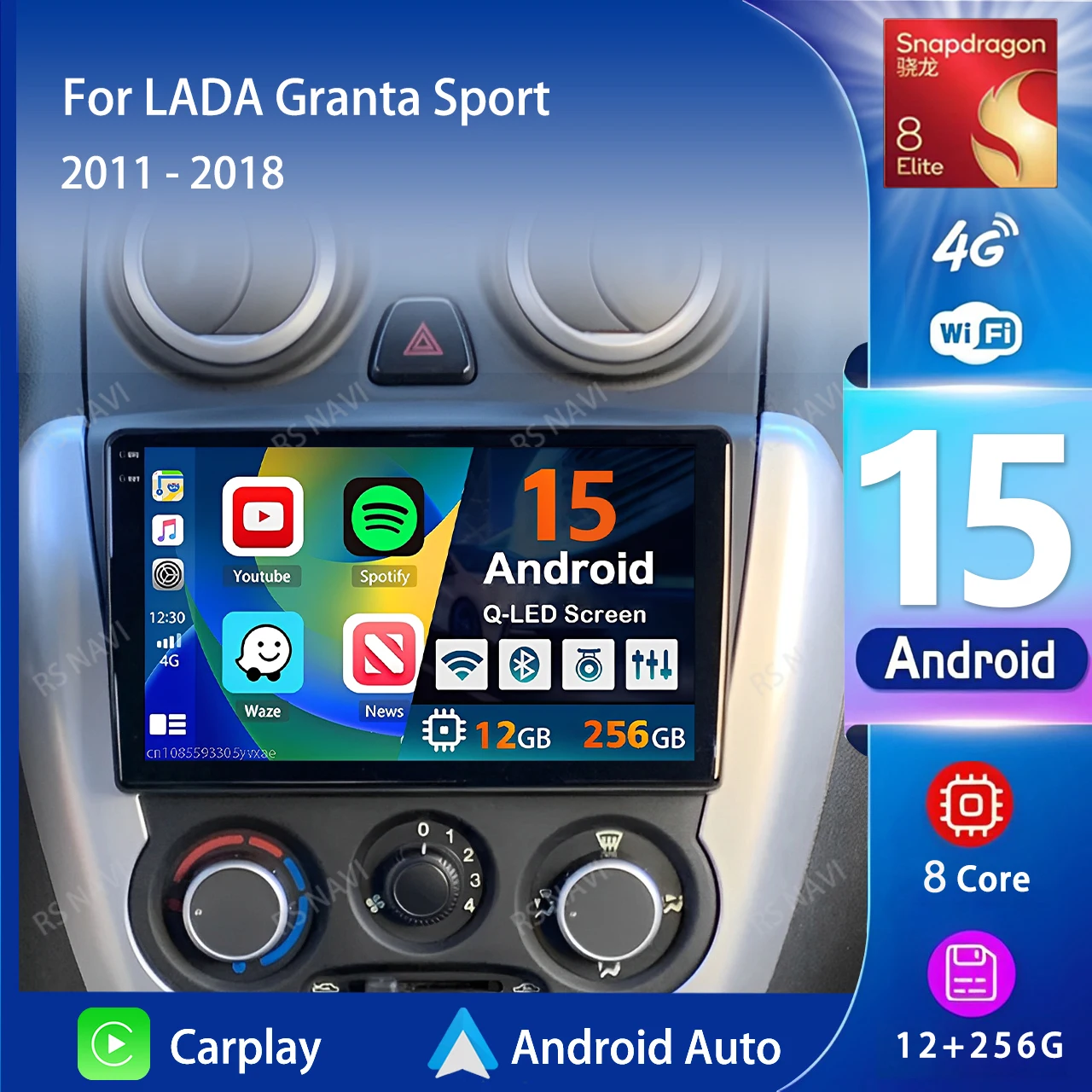 Android 15 Carplay Car Radio Multimedia For LADA ВАЗ Granta Sport 2011 - 2018 navigation video DVD Autoradio Stereo BT Qualcomm