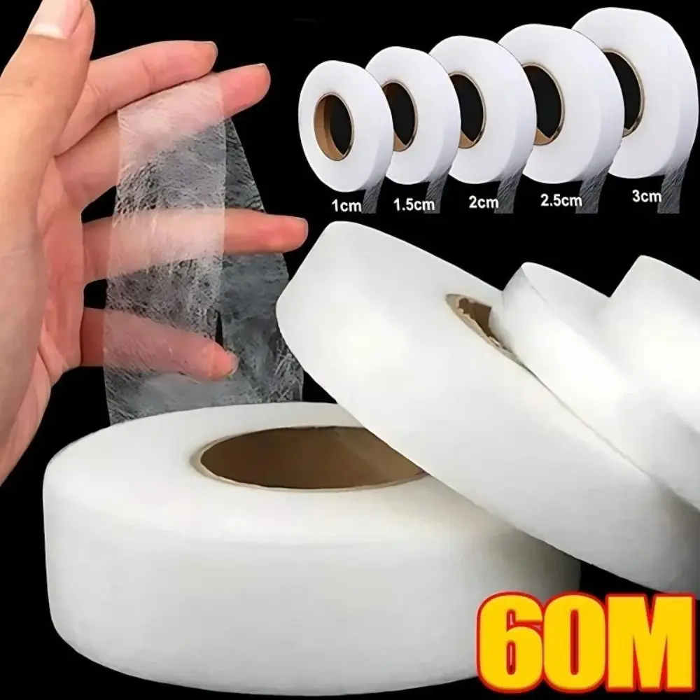 New 60M Interlining Adhesive Tape Double-sided Non-woven Clothes Ironing Hem Tapes DIY Sewing Tool for Shorten Repair Pants