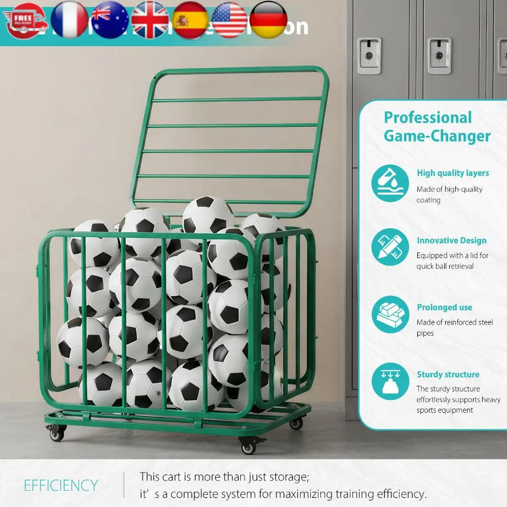 

Basketball Or Volleyball Storage Ball Cart with Wheels Basketball Storage Bin for Garage Club Or Gym